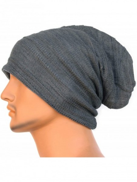 Skullies & Beanies Men Women Summer Thin Slouchy Long Beanie Hat Cool Baggy Skull Cap Stretchy Knit Hat Lightweight - Grey - ...