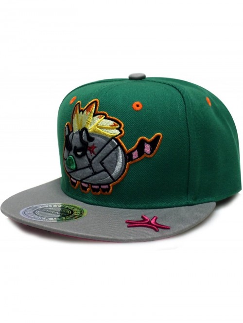 Baseball Caps Mad Robot Pig Character Snapback Caps - Kelly Green/Light Grey - CG124M1102B $20.66