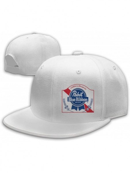 Baseball Caps Pa-BST Blue Ri-bbon Beer Logo Hip Hop Baseball Cap -Flat Trucker Hats for Mens&Womens - White - CM18LANR434 $11.16