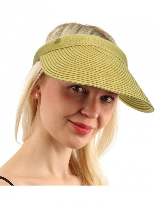 Sun Hats UPF UV Sun Protect Wide Braid Brim Clip Visor Open Back Beach Golf Cap Hat - Natural - C9182GWG33M $13.37