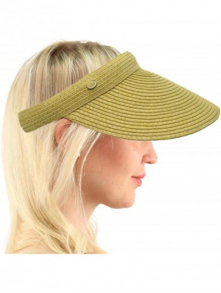 Sun Hats UPF UV Sun Protect Wide Braid Brim Clip Visor Open Back Beach Golf Cap Hat - Natural - C9182GWG33M $13.37