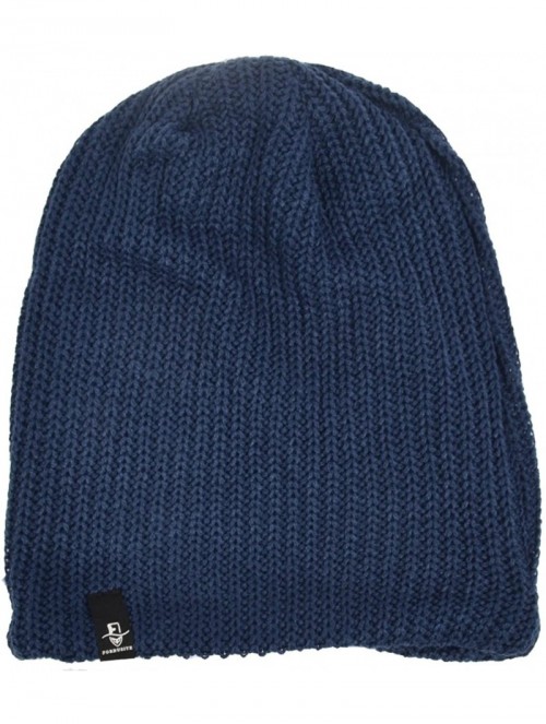 Skullies & Beanies Men Oversize Skull Slouch Beanie Large Skullcap Knit Hat - Ribbed-navy - CW187NWWK5E $18.50