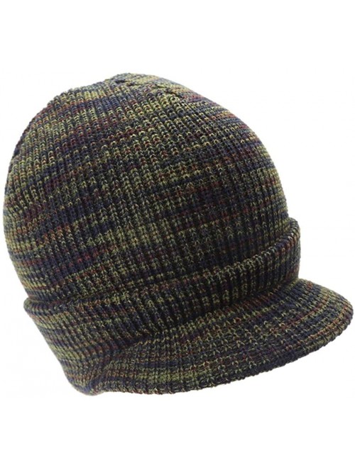 Skullies & Beanies Mens Knit Campus Radar Hat Knit Cap Visor Hats Billed Beanie Ski Caps with Brim - Camo - CT18KG0HZ4S $12.27