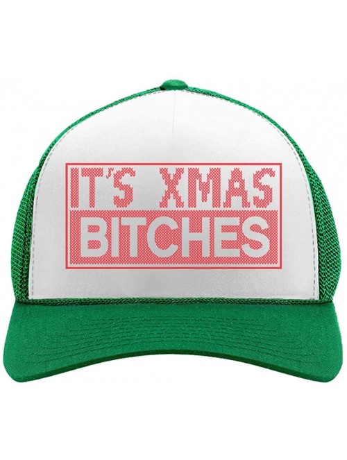 Baseball Caps It's Xmas Bitches Funny Holiday Ugly Christmas Party Trucker Hat Mesh Cap - Green/White - CV1888DRC4G $14.92