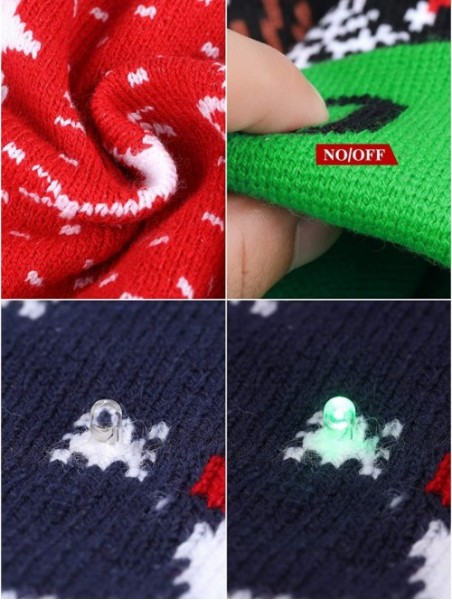 Skullies & Beanies 3 Pieces LED Christmas Beanie Cap Light-up Christmas Knitted Hat Holiday Flashing Cap - CX18YD5KWR9 $36.59