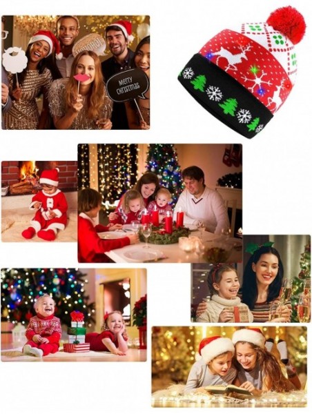 Skullies & Beanies 3 Pieces LED Christmas Beanie Cap Light-up Christmas Knitted Hat Holiday Flashing Cap - CX18YD5KWR9 $36.59