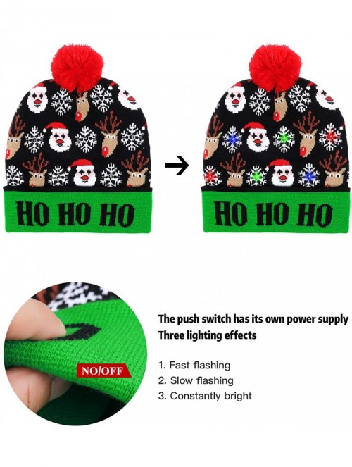 Skullies & Beanies 3 Pieces LED Christmas Beanie Cap Light-up Christmas Knitted Hat Holiday Flashing Cap - CX18YD5KWR9 $36.59