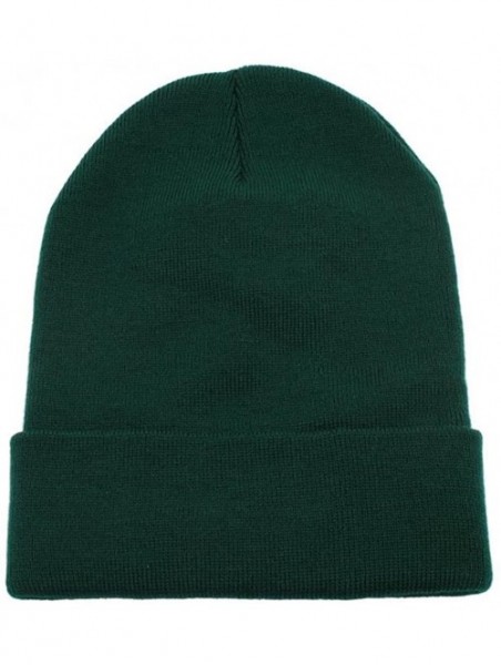 Skullies & Beanies Unisex Men Women Youth Skull Ski Folded Beanie Plain Toboggan Cap Knit Hat - Forest Green - CD188Z07DSO $1...