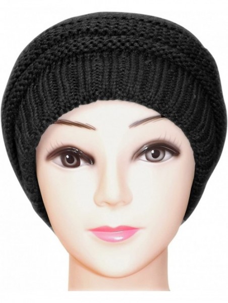 Skullies & Beanies Trendy and Warm Zig Zag Crochet Knit Convertible Beanie Neck wear - Black - CL12N2I1NVQ $15.76