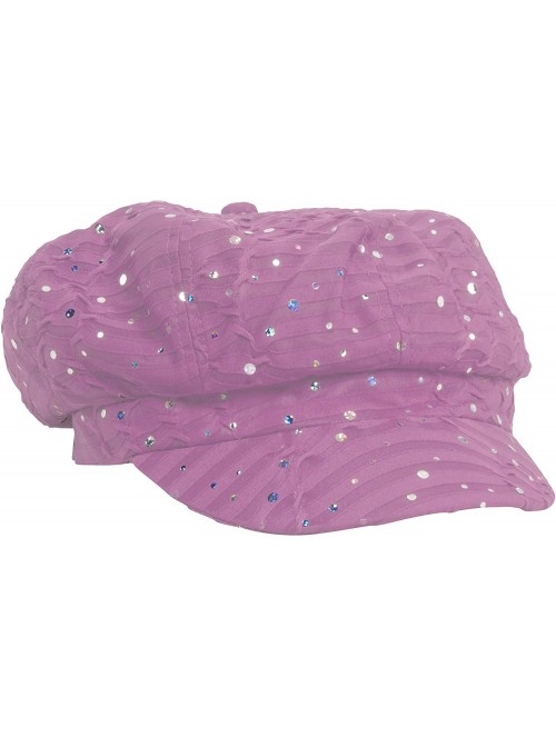 Newsboy Caps Glitter Sequin Trim Newsboy Style Relaxed Fit Cap - Pink - CR11993S5BH $12.08