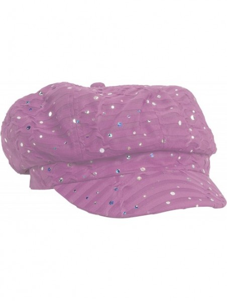 Newsboy Caps Glitter Sequin Trim Newsboy Style Relaxed Fit Cap - Pink - CR11993S5BH $12.08