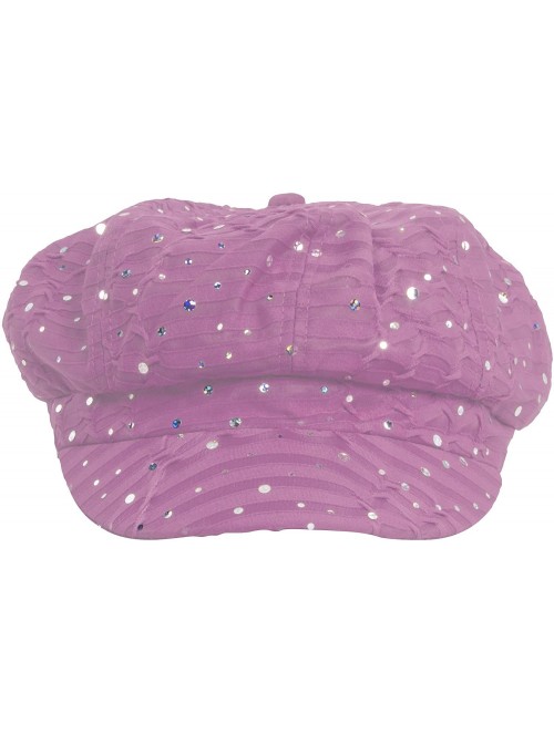 Newsboy Caps Glitter Sequin Trim Newsboy Style Relaxed Fit Cap - Pink - CR11993S5BH $12.08