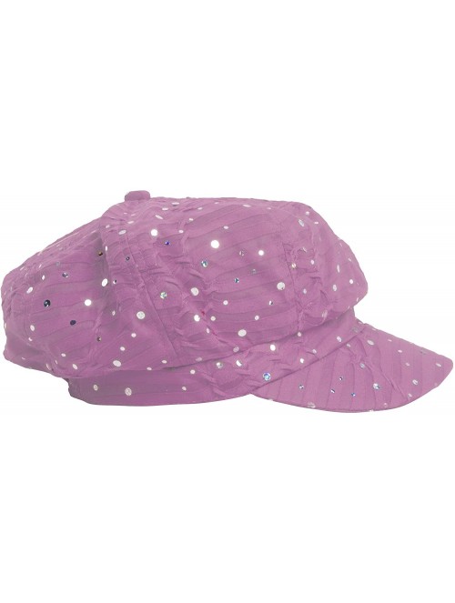 Newsboy Caps Glitter Sequin Trim Newsboy Style Relaxed Fit Cap - Pink - CR11993S5BH $12.08