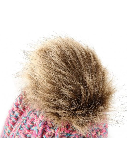 Bomber Hats Womens Winter Beanie Hat- Warm Cuff Cable Knitted Soft Ski Cap with Pom Pom for Girls - C - CF18ADW9A0K $12.45