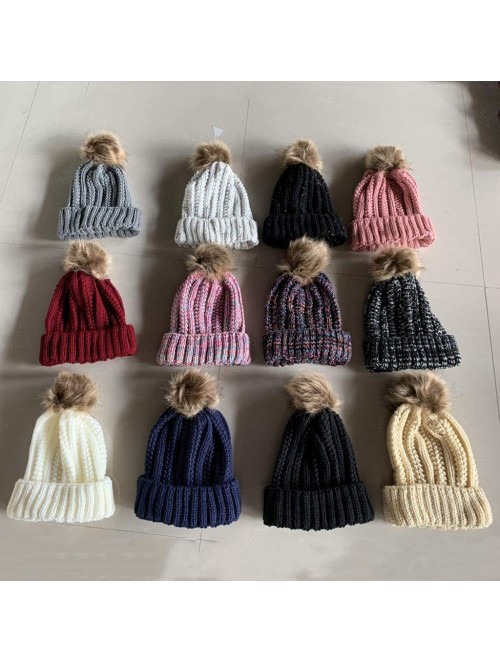 Bomber Hats Womens Winter Beanie Hat- Warm Cuff Cable Knitted Soft Ski Cap with Pom Pom for Girls - C - CF18ADW9A0K $12.45