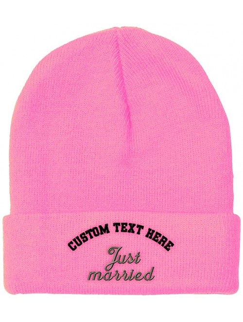 Skullies & Beanies Custom Beanie for Men & Women Just Married Newlywed Embroidery Skull Cap Hat - Soft Pink - CR18ZS3OED4 $19.67