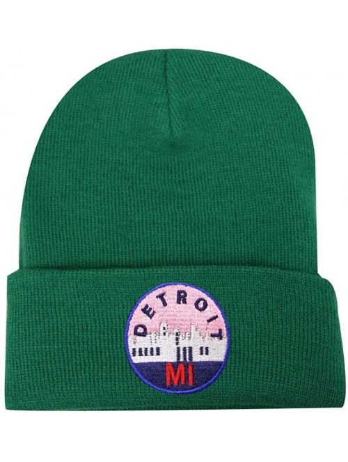 Skullies & Beanies Sk901 Detroit Patch Basic Winter Ski Beanie Hat - Kelly Green - C6186EL4M89 $19.58