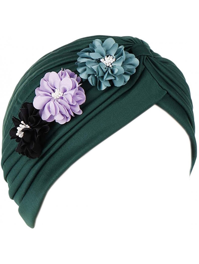 Skullies & Beanies Women's African Flower Pattern Shower Cap Boho Style Bath Hat Wide Band Sleep Headwear Bonnets for Women/G...