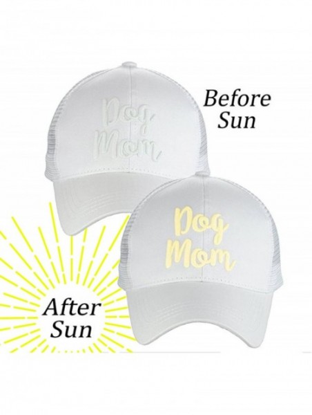 Baseball Caps Women's Baseball Cap Color Changing Messy Bun Ponytail Trucker Hat - Dog Mom (White) - Color Changing Text - CR...