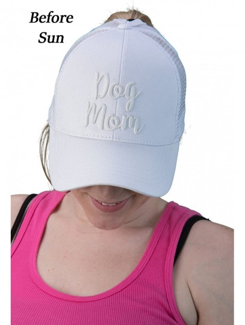 Baseball Caps Women's Baseball Cap Color Changing Messy Bun Ponytail Trucker Hat - Dog Mom (White) - Color Changing Text - CR...