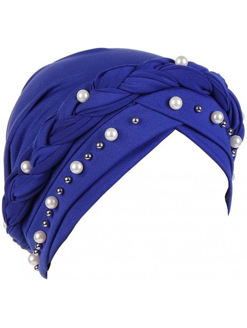 Skullies & Beanies Women India Hat Muslim Solid One Tail Chemo Beanie Scarf Turban Warm Wrap Cap - Blue - C318TN09AU2 $14.01