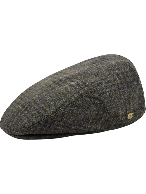 Newsboy Caps Classic Men's Flat Hat Wool Newsboy Herringbone Tweed Driving Cap - Iv2363-olive - C418CSN7MNS $22.63