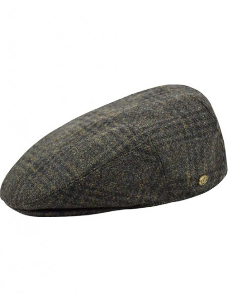 Newsboy Caps Classic Men's Flat Hat Wool Newsboy Herringbone Tweed Driving Cap - Iv2363-olive - C418CSN7MNS $22.63