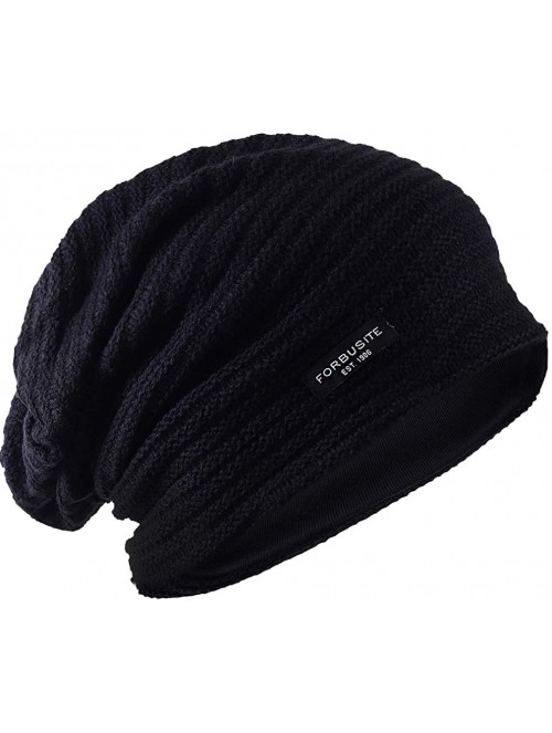 Skullies & Beanies Mens Slouchy Knit Beanie Summer Winter Skullcap Hats B306 - Black - CM12M6UI9AZ $20.49