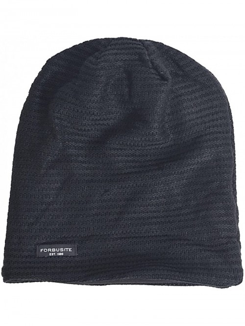 Skullies & Beanies Mens Slouchy Knit Beanie Summer Winter Skullcap Hats B306 - Black - CM12M6UI9AZ $20.49