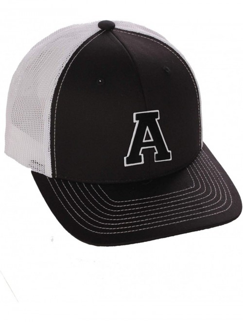 Baseball Caps Structured Trucker Mesh Hat Custom Colors Letter A Initial Baseball Mid Profile - Black White White Black - CT1...