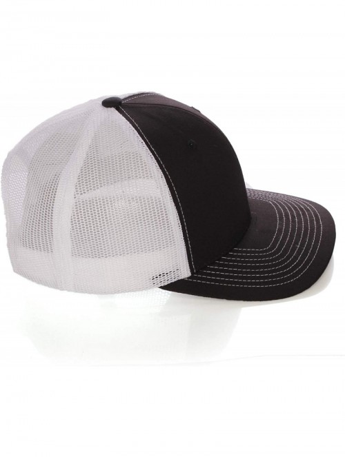 Baseball Caps Structured Trucker Mesh Hat Custom Colors Letter A Initial Baseball Mid Profile - Black White White Black - CT1...