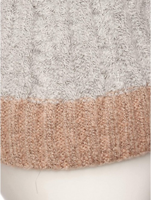 Skullies & Beanies Women's Double Pom Pom Beanie Warm Winter Knit Hat Cute Animal Look - Faux Fur Double Pom - Grey Pink - CO...