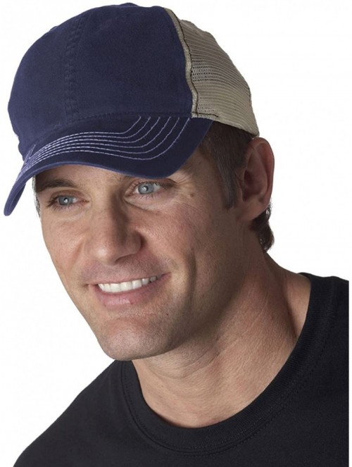 Baseball Caps Brushed Trucker Cap - Navy/Stone - CK11CQYSYHB $9.92