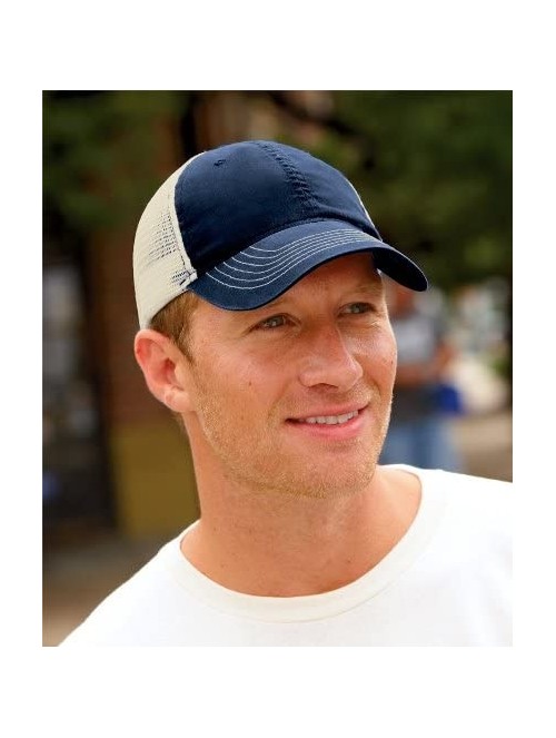 Baseball Caps Brushed Trucker Cap - Navy/Stone - CK11CQYSYHB $9.92