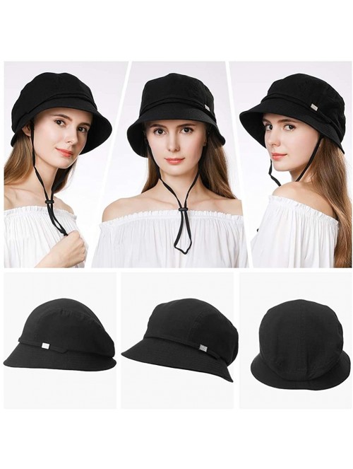 Sun Hats Packable Bucket for Women Men with String Sun Hat SPF 50 Fishing Summer Beach Travel Cap 56-60cm - Black_89053 - C21...