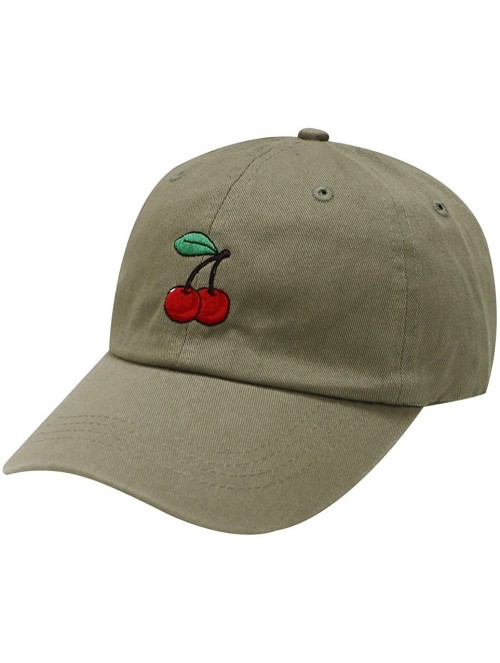 Baseball Caps Cherry Cotton Baseball Cap - Olive - C312MRRRZY9 $14.40