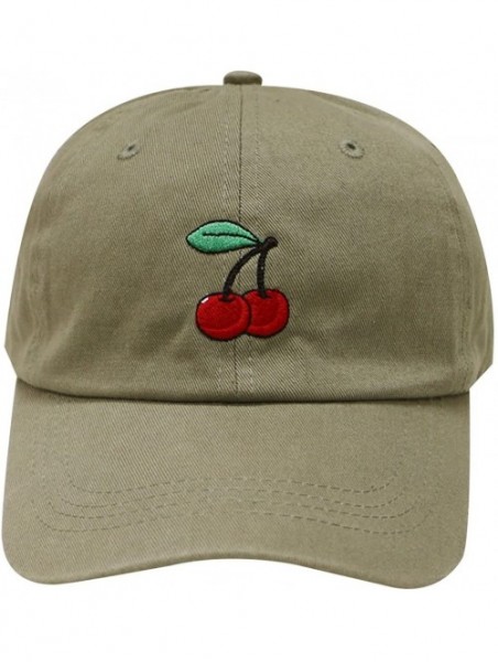 Baseball Caps Cherry Cotton Baseball Cap - Olive - C312MRRRZY9 $14.40