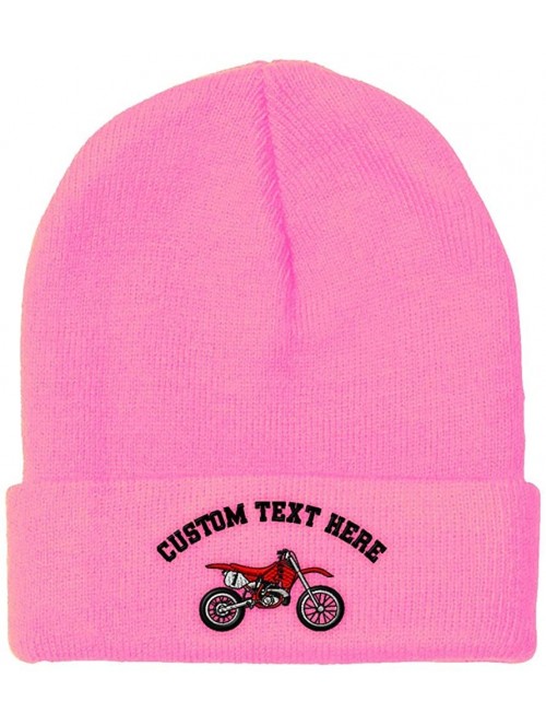 Skullies & Beanies Custom Beanie for Men & Women Red Dirt Bike Style A Embroidery Skull Cap Hat - Soft Pink - CP18ZS3XASR $19.10