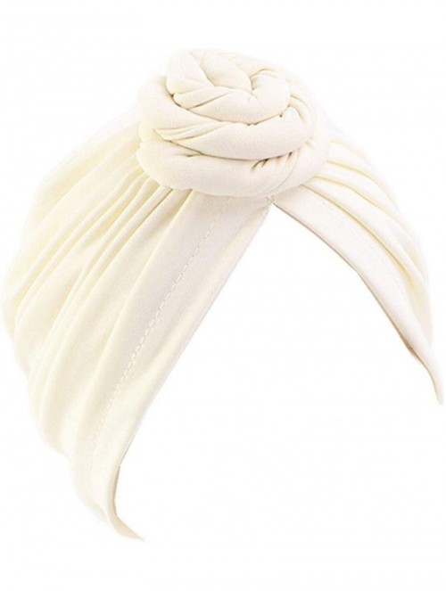 Skullies & Beanies Womens Big Flower Turban Beanie Elegant Cap Head Wrap Stretch Long Hair Scarf Headscarf - 441-beige - CN19...