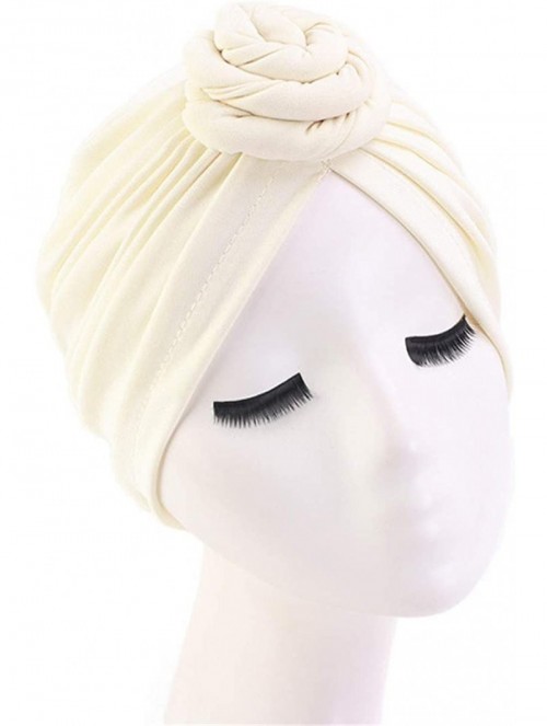 Skullies & Beanies Womens Big Flower Turban Beanie Elegant Cap Head Wrap Stretch Long Hair Scarf Headscarf - 441-beige - CN19...