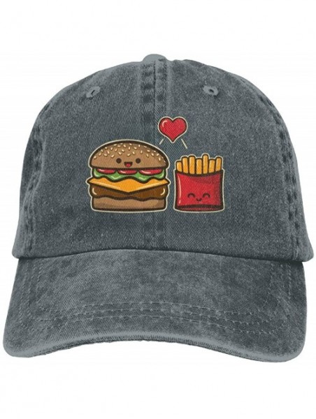 Baseball Caps Men&Women Adjustable Denim Jeans Baseball Caps Burger and Fries Trucker Cap - Asphalt - CE18IUO3U6Z $15.49