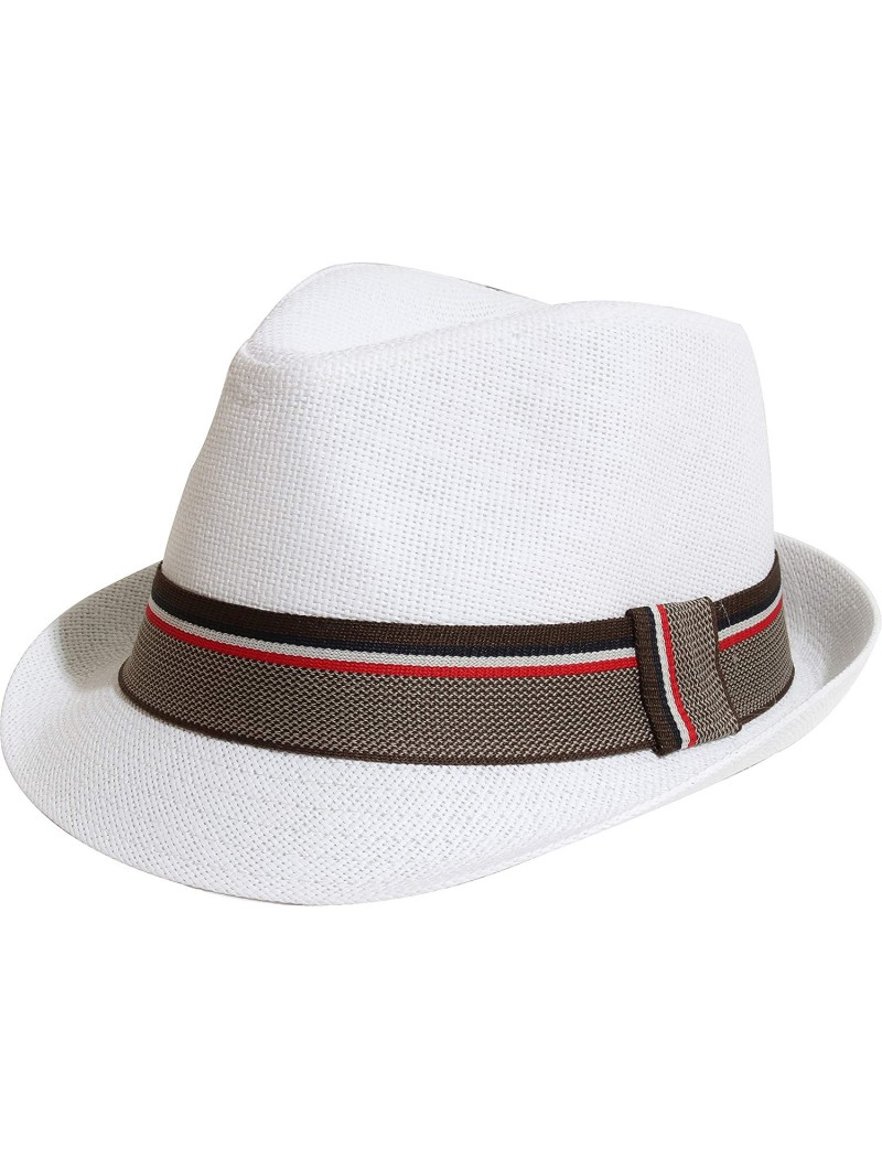 Fedoras Vintage Unisex Fedora Hat Classic Timeless Light Weight - 2121 - White - CD18RZR7G7C $16.46