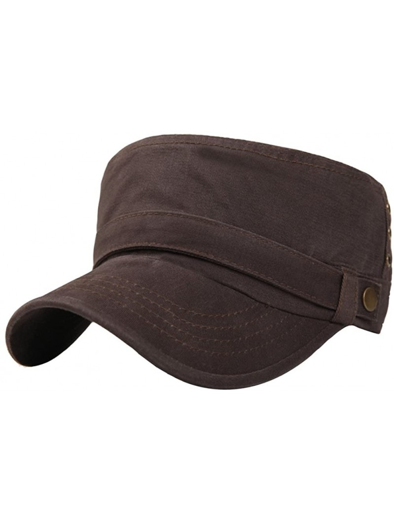 Baseball Caps Mens 100% Cotton Flat Top Running Golf Army Corps Military Baseball Caps Hats - Coffee - CT183K9CDC5 $9.99