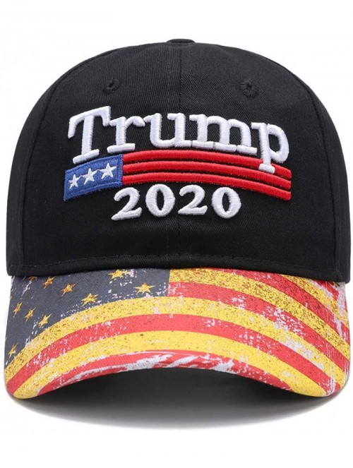 Baseball Caps Trump Hat 2020 Keep America Great USA Flag Baseball Cap - Black - C018SIE4H3Y $13.46