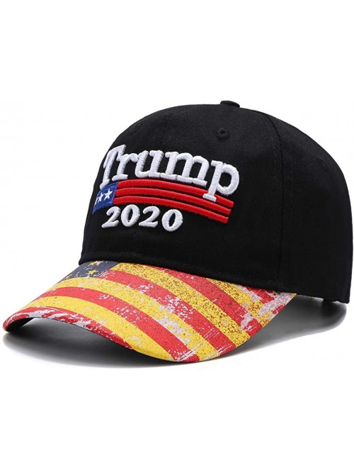 Baseball Caps Trump Hat 2020 Keep America Great USA Flag Baseball Cap - Black - C018SIE4H3Y $13.46