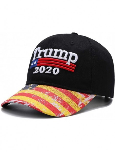 Baseball Caps Trump Hat 2020 Keep America Great USA Flag Baseball Cap - Black - C018SIE4H3Y $13.46