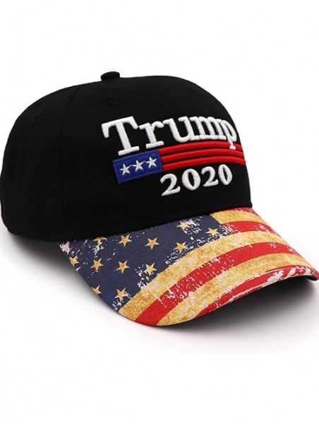 Baseball Caps Trump Hat 2020 Keep America Great USA Flag Baseball Cap - Black - C018SIE4H3Y $13.46