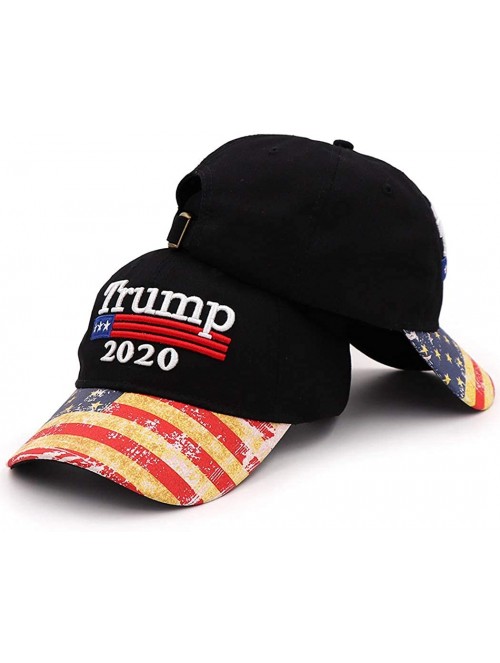 Baseball Caps Trump Hat 2020 Keep America Great USA Flag Baseball Cap - Black - C018SIE4H3Y $13.46