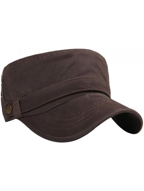Baseball Caps Mens 100% Cotton Flat Top Running Golf Army Corps Military Baseball Caps Hats - Coffee - CT183K9CDC5 $9.99