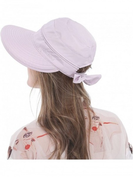 Sun Hats Wide Large Brim Sun Hat Summer UV Protection Thin Hat 2 in 1 Beach Sun Hat - Purple - C112O0MDW22 $15.57